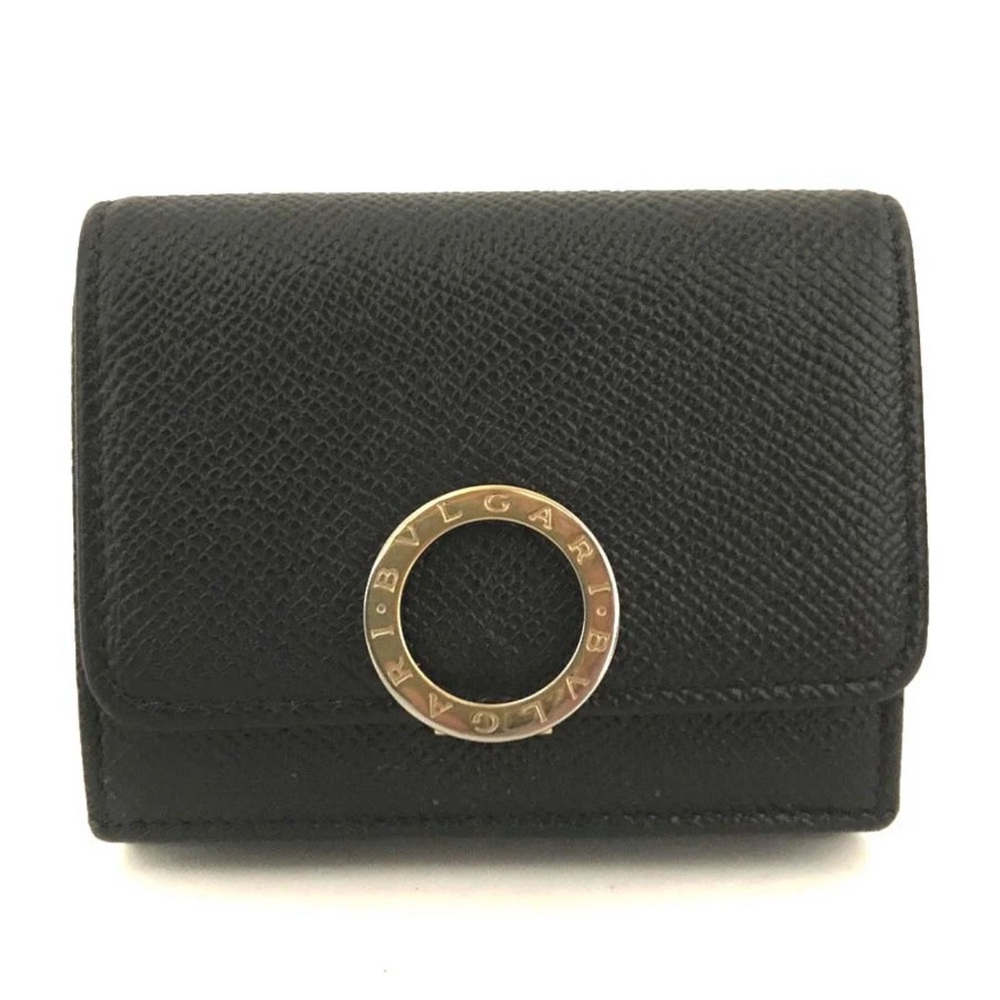 Bvlgari Black Compact  Wallet with Gold Accent